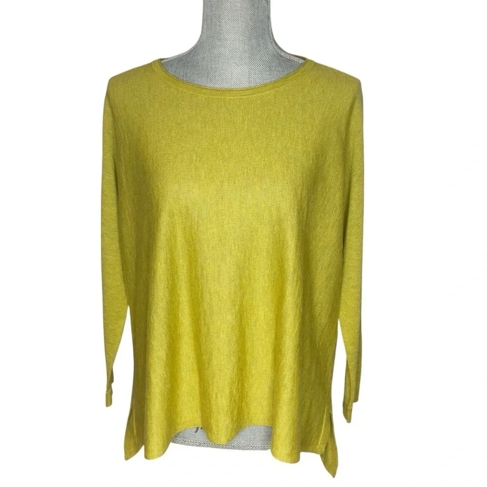 Eileen Fisher Fine Tencel Alpaca Scoop Neck Sweater Tunic Top Fern PP/PTP 2P-4P